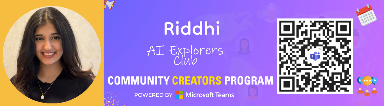 Riddhi Banner Image | Community Creators Program | Microsoft